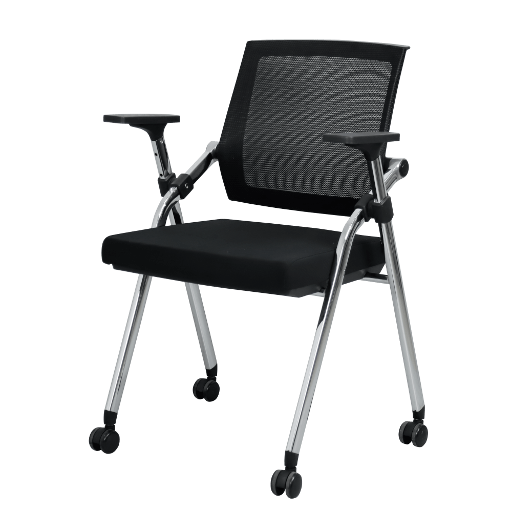 เก้าอี้สำนักงาน NSBOFFICE รุ่น RYKER ขาเหล็กชุบโครเมียม พับได้ สีดำ_0